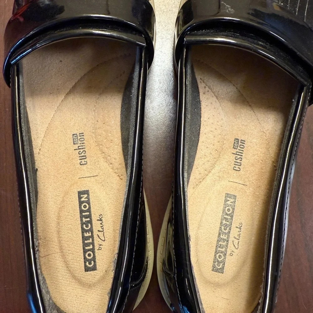 Clarks Black Patent Leather Flats